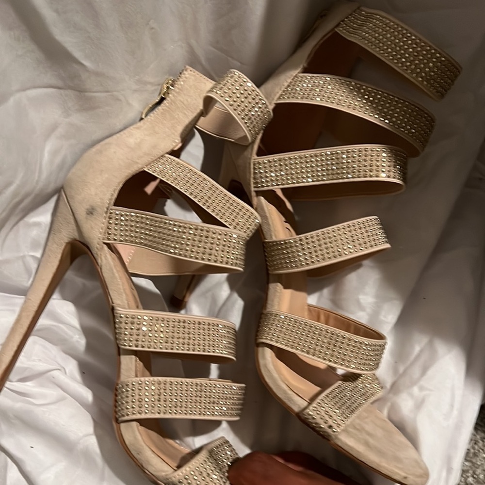 Liliana rhinestone nude sandal heels - Picture 2 of 7